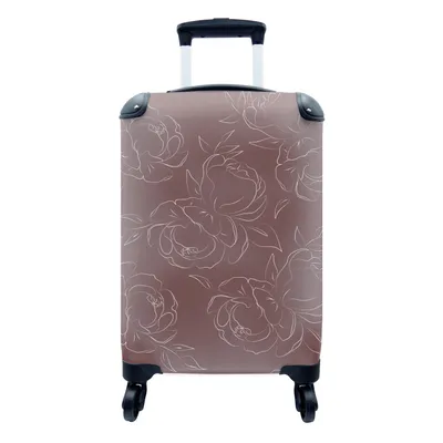 Produktbild von MuchoWow® Koffer Handgepäck Trolley Rollkoffer Kleine Reisekoffer mit 4 Rollen - Blumen - Muster - Pflanzen - Rose - Strichzeichnung - Cabin Size < 55x40x23 cm & 55x40x20 cm - Fotokoffer - Kabinenkoffer - Boardgepäck - Reise-Box - Reisekoffer - Reisegepäck - Koffer mit Bild - Trolley für Kinder