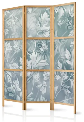 Produktbild von Muralo Japanischer PARAVENT 3-teilig Raumteiler klappbar PREMIUM-Vliesleinwand BLÄTTER für Wohnzimmer 135cmx172cm