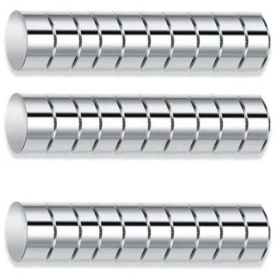 Produktbild von 30 Kühlschrankmagnete, 10 x 3 mm, kleine runde Kühlschrankmagnete, vielseitig verwendbare Premium-Neodym-Büromagnete für Kühlschrank, Whiteboard, Werbetafel zu Hause, in der Küche, im Büro und in der Schule (Silber)