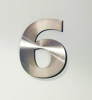 Produktbild von Hausnummer "6", SECHS, Edelstahl matt gebürstet