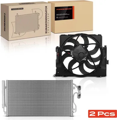 Image de Frankberg 1x condenseur climatisation+1x ventilateur refroidissement moteur pour BMW F20 F21 F22 F87 F34 F30 F80