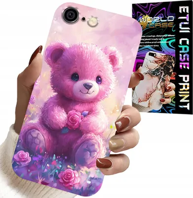 Image de Étui Pour Iphone ( 6 Plus ) - Doux Ourson Sur Fond Rose, Étui + Vitre