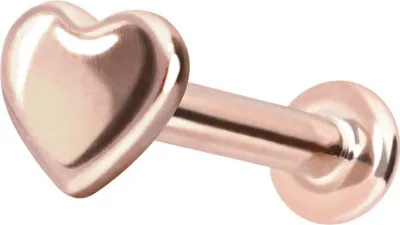 Produktbild von Ohrpiercing, Nasenpiercing 14 Karat Gold Labret mit Innengewinde HERZ 14 Karat | RoséGold Stablänge: 7mm - Stabstärke: 1,2mm