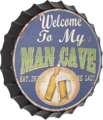 Produktbild von Moritz Deko Blechschild Kronkorken Welcome to My Man Cave Männerhöhle Metallschild Retro Vintage-Design zur Dekoration Wanddekoration