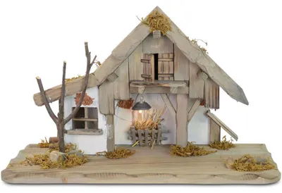 Produktbild von Weihnachtskrippe "Oberjettenberg" - 40x19x24cm Krippenstall Holzkrippe | 78084