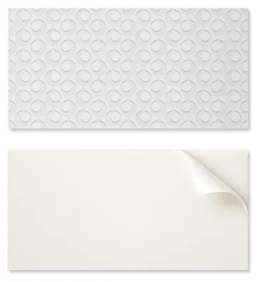 Produktbild von PVC-Paneel mit Motiv, 100 x 50 cm, Wellen mit Kreisen im Hintergrund, einfache Dekoration für das Esszimmer.