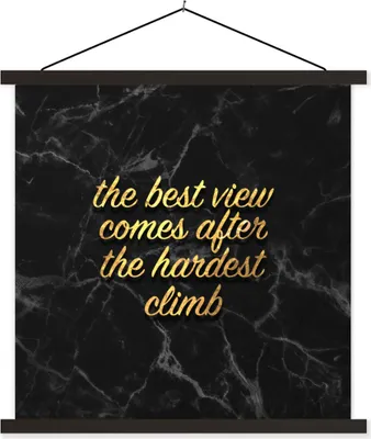 Produktbild von MuchoWow® Textilposter Zitate - Sprichwörter - Gold - Marmor 60x60 cm mit schwarzem Rahmen - Posteraufhänger