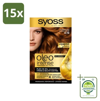 Produktbild von 15 x SYOSS Oleo Intense 6-78 Permanente Haarkleuring Koperblond - Großpackung - 15 Stücke