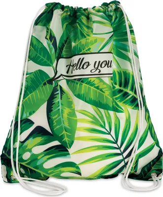 Produktbild von Turnbeutel Sporttasche mit Kordelzug Sport-Beutel Tasche Trend-Design Blätter grün