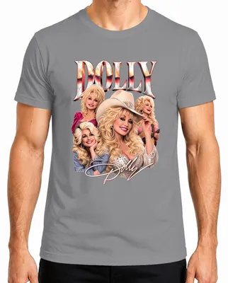 Zdjęcie produktu dla Koszulka męska z nadrukiem "Dolly Parton", country, motyw westernowy, kowbojski, Nashville, kolor: szary, rozmiar: M