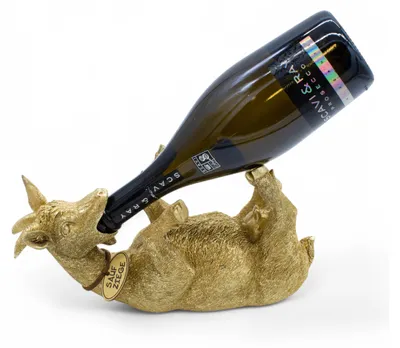 Productafbeelding van 2.02 Fleshouder SAUFZIEGE in goud - ongeveer 29 x 10 cm - drinkende geit / dorstig dier