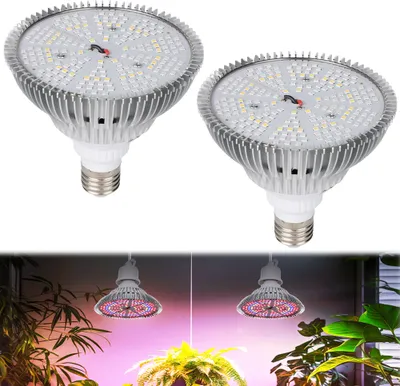 Immagine prodotto di 2 pezzi 26W LED pianta lampada spettro completo E27, crescere lampadina 200LEDs (rosso, blu, bianco, UV, IR) Par38, crescere luce per le piante d'appartamento serra
