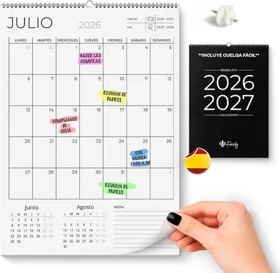 Immagine prodotto di Calendario da parete 2026, lingua spagnola, 18 mesi, formato A4, pianificatore familiare