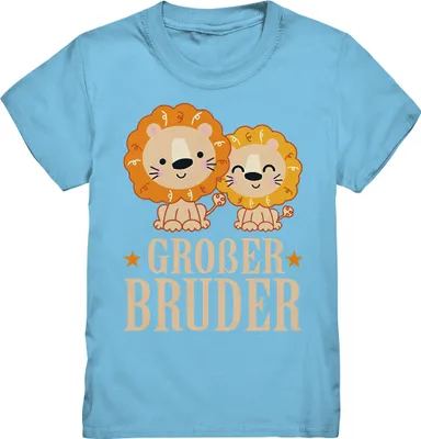 Produktbild von Niedlicher Löwe Großer Bruder T-Shirt – Sky Blue / 110/116 (5-6)