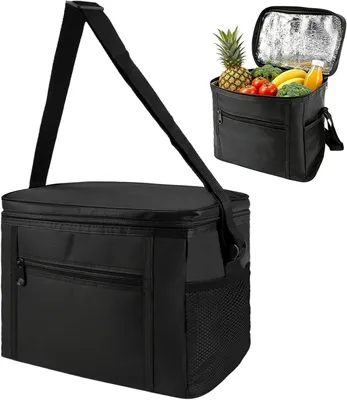 Produktbild von Kühltasche 10 l, 28x18x24 cm, thermisch, faltbar, für Camping, schwarz