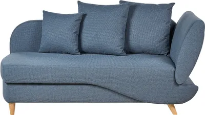 Produktbild von BELIANI Chaiselongue Rechtsseitig Dunkelblau Leinenoptik mit Bettkasten Dekokissen Modern Récamiere Liegesofa Sitzmöbel Wohnzimmer Jugendzimmer