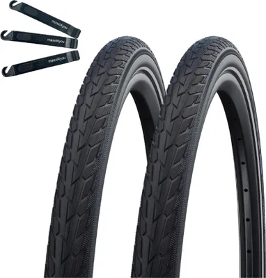 Produktbild von 2 x Schwalbe Road Cruiser K-Guard mit Reflex in Schwarz 42-622 (28.0 x 1.6) inkl. maxxi4you Reifenheber