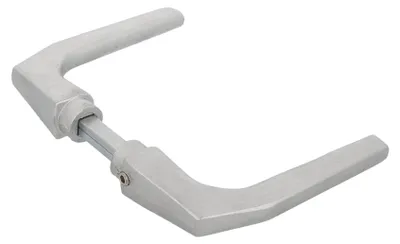 Obrázok produktu pre Kľučky dverí bez ružice, vyrobené z hliníka – matná strieborná farba – rozmer 104 x 56 mm