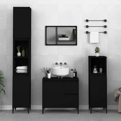 Obrázek produktu pro vidaXL Koupelnová skříňka černá 30x30x100 cm Dřevěný materiál