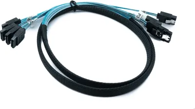 Produktbild von SYSTEM-S SFF-8087 Kabel 50 cm 4x SATA 7 Pin Stecker zu 4x Stecker für RAID Festplatte Motherboard