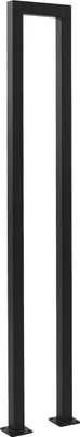 A black U-shaped stair railing support.
