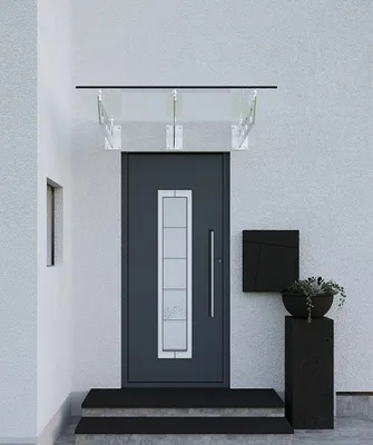 Produktbild von Glasvordach 230x90cm VSG 13.1mm 3 Silber-Halter Stockholm GlasHomeCenter