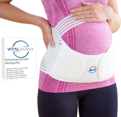 Produktbild von VITALWORXX Schwangerschaftsgurt Farbe weiß Größe S für Taillenumfang 70 - 100 cm (entspricht ca. Konfektionsgröße 34 - 36)