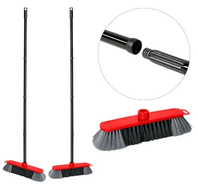 Produktbild von Novaliv 2er SET Kunststoff Zimmerbesen 30 cm FEINE KUNSTBORSTEN Kehrbesen Rot Saalbesen mit Stiel Steckstiel stabil Saalbesen mit Gewinde für 22mm Besenstiele Spinnwebenbesen Zimmerbesen Magic Broom