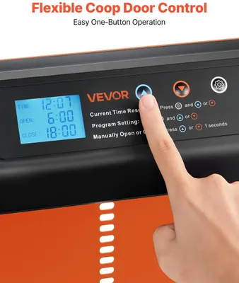 Obrázok produktu pre Automatické dvere do kurníka, dvere do kurníka napájané batériami s časovačom a manuálnym nastavením, bezpečnostná ochrana proti pricviknutiu, odolná zliatina hliníka, otvárač bránky do výbehu pre kurčatá s vodotesným tesnením, oranžová farba