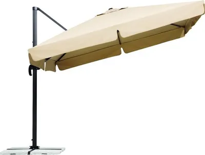 Zdjęcie produktu dla Parasol z wysięgnikiem Schneider RHODOS 300 x 300 cm wraz ze stojakiem do płyt chodnikowych, kolor naturalny