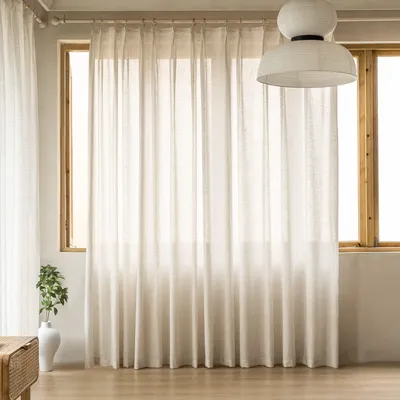 Productafbeelding van MAIHER Halfdoorschijnende gordijnen met linnenstructuur, geschikt voor woonkamer en slaapkamer