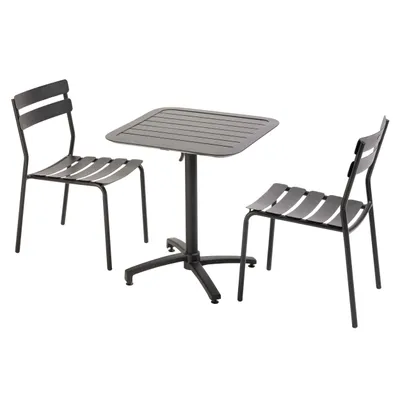 Produktbild von Kipptisch 70 x 70 cm und 2 Stühle schwarz - Oviala Almada