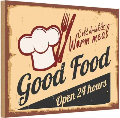 Produktbild von vianmo Holzschild 20x30 cm Cold drinks and warm meal Essen Trinken