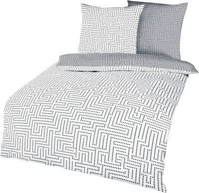 Produktbild von Kaeppel Linon Renforcé Bettwäsche 2 tlg. Password Graphit Grau Weiß Dots, Größe:135x200cm Bettwäsche