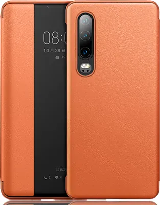 Obrázek produktu pro Huawei P30 Pouzdro, Slim Business Smart View Inteligentní Wake up/Sleep Flip Kožený Kryt Ochranný Obal pro Huawei P30 Pomerančový