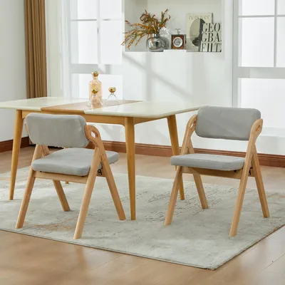 Produktbild von 2x Klappstuhl Holz Buchenholz Gepolstert Stapelbar Esszimmerstuhl Set Grau Klappstühle Zusatzstuhl Küche Büro Party