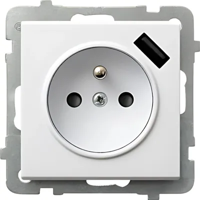 Zdjęcie produktu dla Ospel GP-1RZPUSB/m/00, Biały, IP20, 16 A, 73 mm, 50 mm, 73 mm