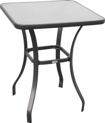 Produktbild von Gartentisch quadratisch mit Glasplatte – Wetterfester Balkontisch in Schwarz, 68,5 x 68,5 cm, robuster Terrassentisch für Außenbereich