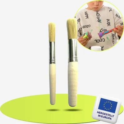 Produktbild von ChildGen Pinselset, Malpinsel aus Holz, Pinsel für Kinder, Kinder Pinsel, Schulpinsel, Borstenpinsel, 2 Stück
