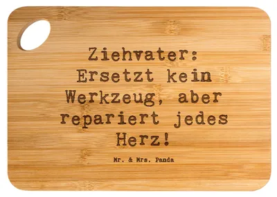 Produktbild von Mr. & Mrs. Panda Holzbrett Spruch Ziehvater Herzreparatur - Transparent - Geschenk, persönliche Erinnerungen, Weihnachten, Hackbrett, Brett, Frühstücksbrettchen, Liebe