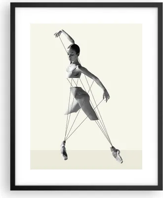 Produktbild von Gerahmtes Poster - Schwarzer Rahmen - Surreal Ballerina Marionette - 40x50 cm - Wand Bild - Wanddeko - Wandbilder - Kunstposter - Wandposter - Bilderrahmen - Bilder - Kunstdruck - P2BPA40x50-4812