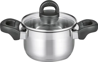 Immagine prodotto di Pentola per carne - acciaio inossidabile 18/10 - plastica - Ø 14 cm - con coperchio in vetro