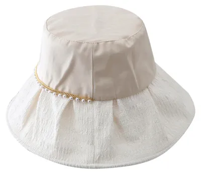 Obrázek produktu pro Obvod klobouku 56–58 cm, klobouk typu „Perlenfischer“, dámský, na jaro a léto, ležérní ochrana před sluncem, sluneční klobouk, klobouk s širokou krempou