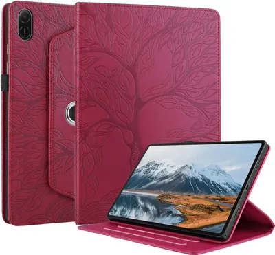 Obrázok produktu pre Pre Honor Pad X8a 11 palcov, otočné o 360 stupňov, vzor stromov, puzdro z umelej kože, červené