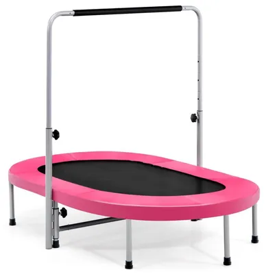 Zdjęcie produktu dla Składany trampolin dla 2 osoby, z regulowanym uchwytem, maksymalne obciążenie 150 kg, kolor różowy