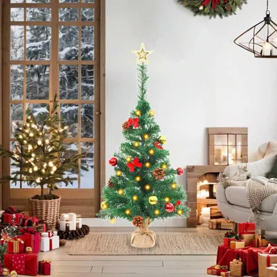 Image de vidaXL Sapin de Noël artificiel avec éclairage & boules Vert 64 cm