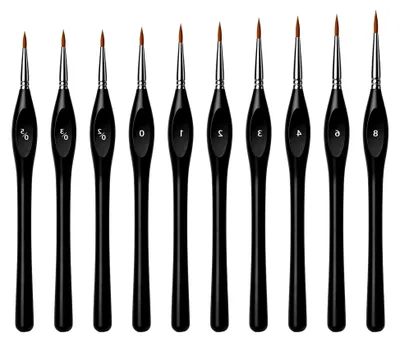 Produktbild von 10-teiliges Pinselset für Acryl- und Aquarellfarben - Feine Künstlerpinsel für Malen nach Zahlen, Miniaturen und Detailarbeiten