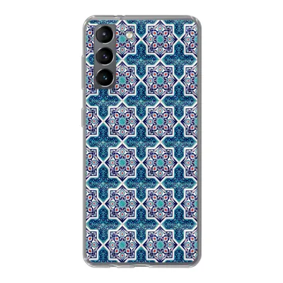 Produktbild von MuchoWow® Handyhülle Schutzhülle Hülle für Samsung Galaxy S21 Ein marokkanisches Mosaikfliesenmuster, bei dem hauptsächlich die Farbe Blau verwendet wird Silikon Softcase Handy Hülle - Softcase