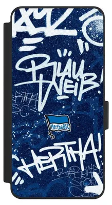 Produktbild von NIVOCASE Klapphülle für Samsung Galaxy S26 Handyhülle aus Kunst Leder NIVOflip schwarz Graffiti Hertha BSC Offizielles Lizenzprodukt