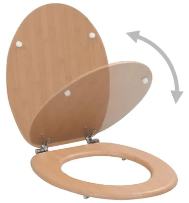 Produktbild von vidaXL Toilettensitz mit Deckel MDF Bambus-Design